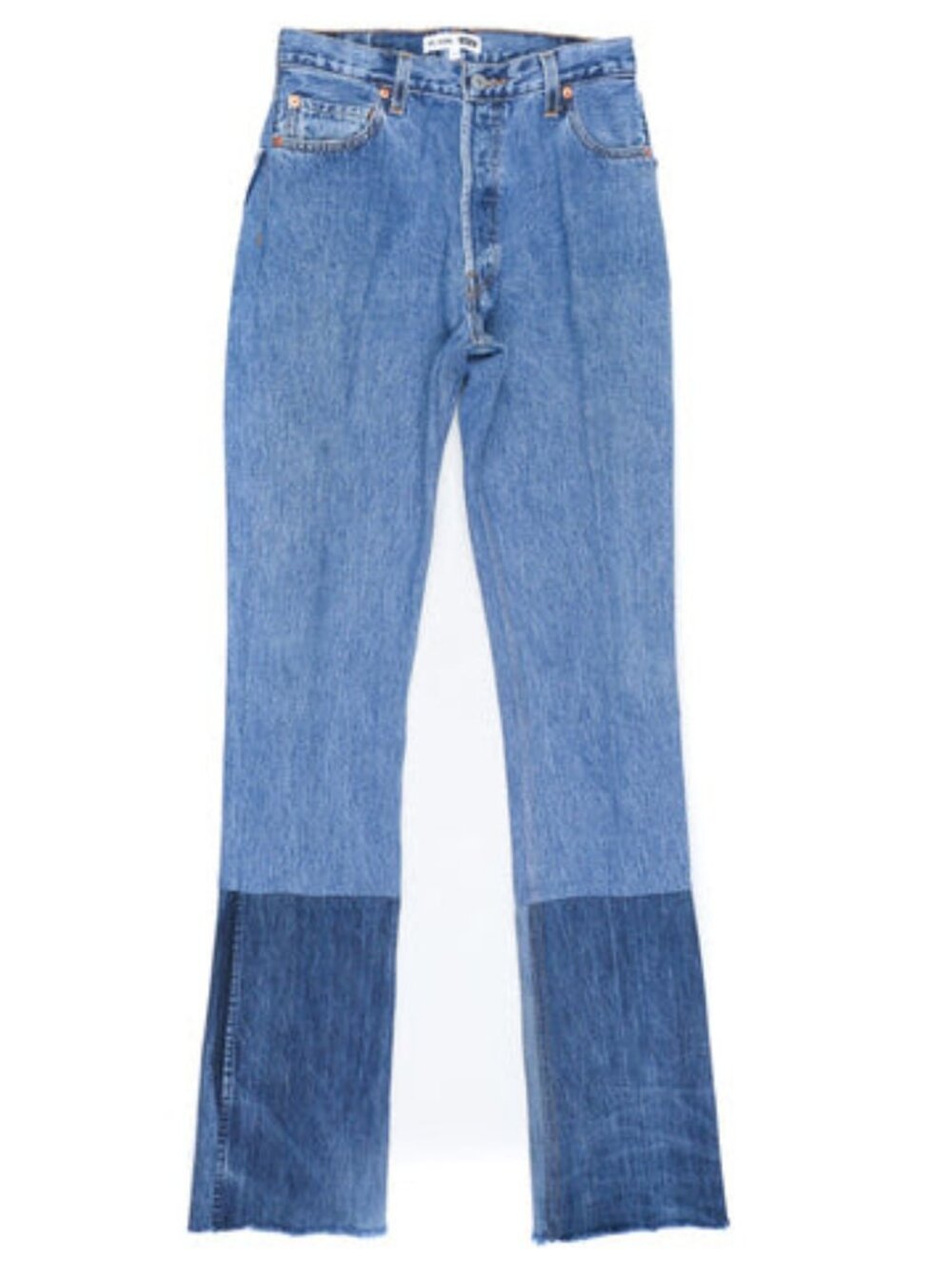 RE/DONE Originals High Rise Stove Pipe Jean Two-Tone Patchwork 25